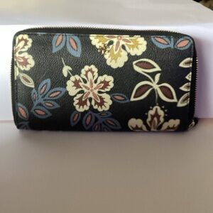 Tory Burch Black Wallet with Floral Accents